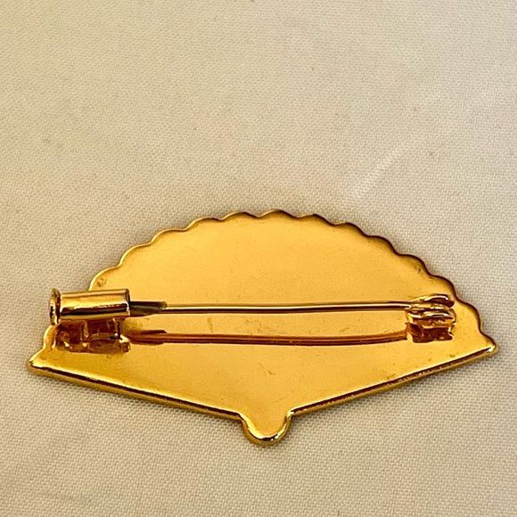 Damascene Fan Vintage with Trombone Clasp - Picture 3 of 7